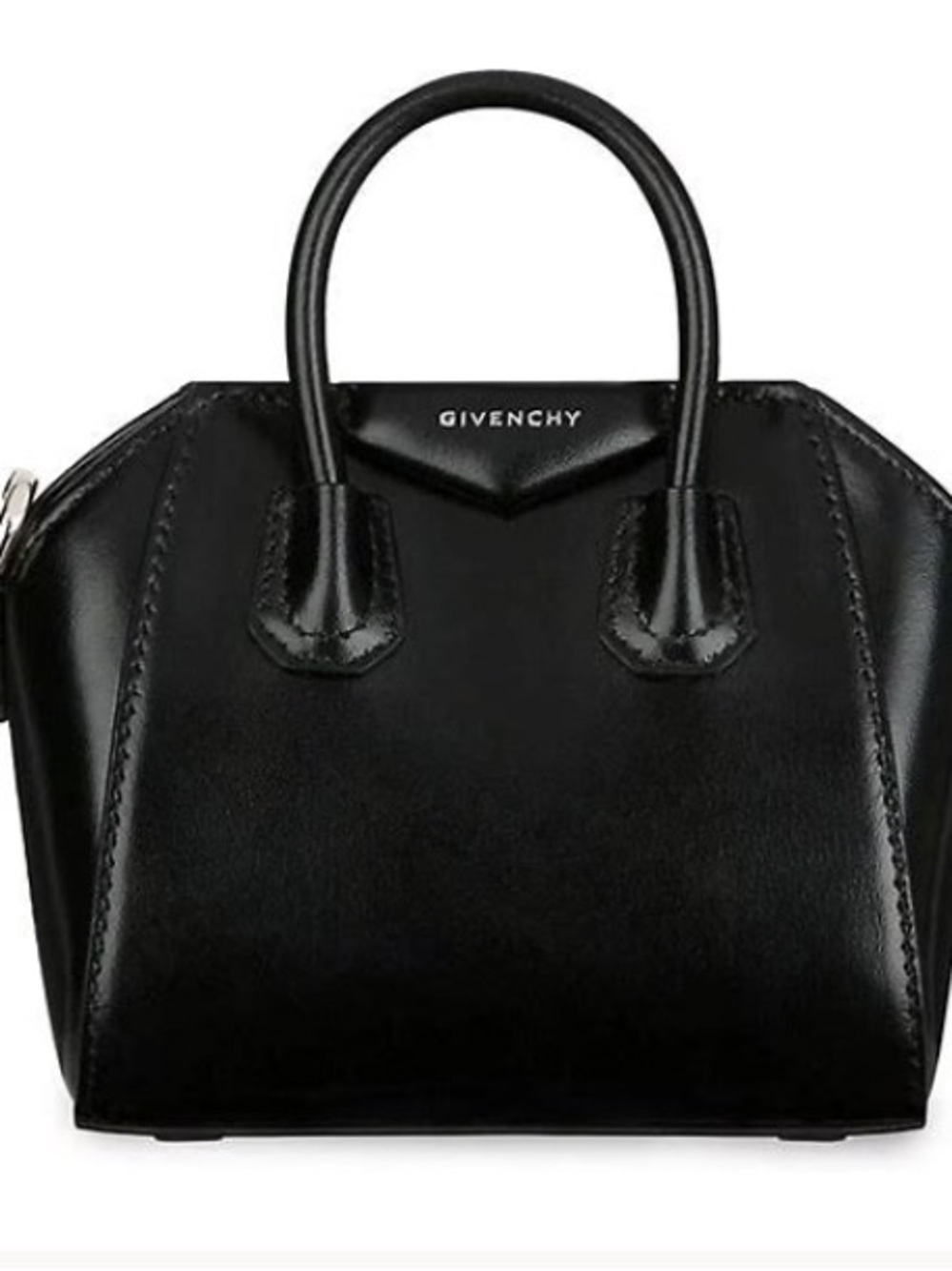authentic Givenchy black patten leather handbag with studded shoulder strap & DB